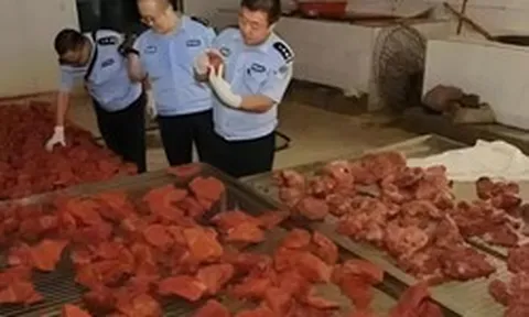 Theo dõi suốt 2 tháng, phanh phui đường dây sản xuất thịt giả doanh thu 19 tỷ đồng, thu giữ 2,2 tấn thịt chất thành "núi"